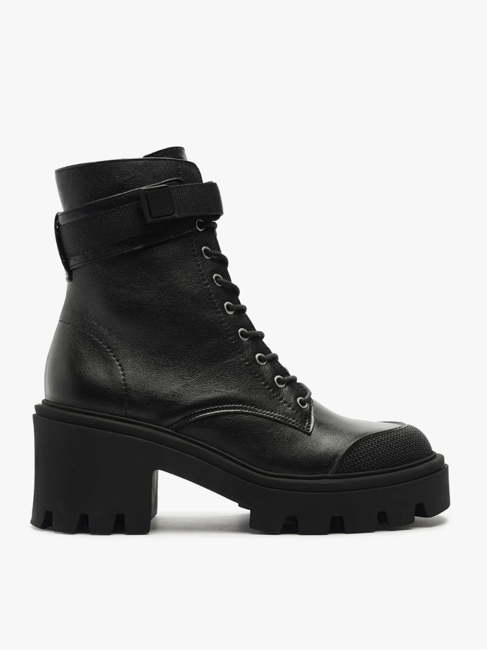 Schutz Sarah Bootie Black Leather Combat Boots NWOT size 8.5